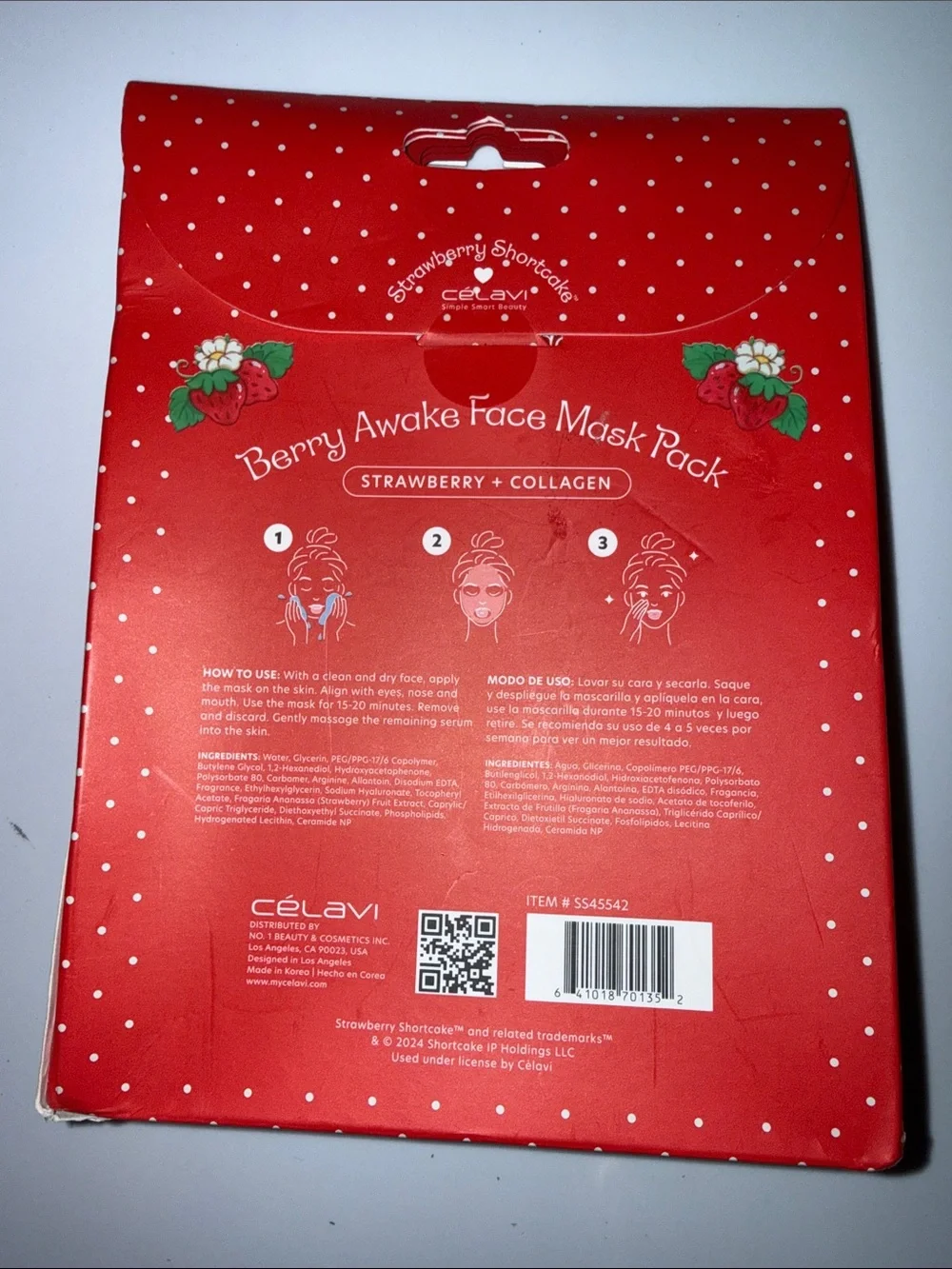 ❤️ free wirh purchase ❤️Strawberry Shortcake Berry Awake Face Mask Pack - Red